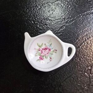 Collectible Miniature Decorative Floral Tea Bag Holder, Teaspoon Rest